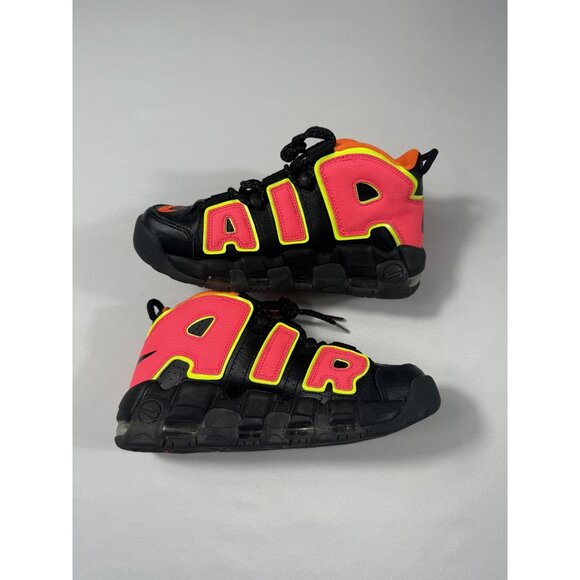 Nike Air More Uptempo Shoes Sneakers Womens Size 7 Black Pink Volt 917593-002 - Picture 2 of 9